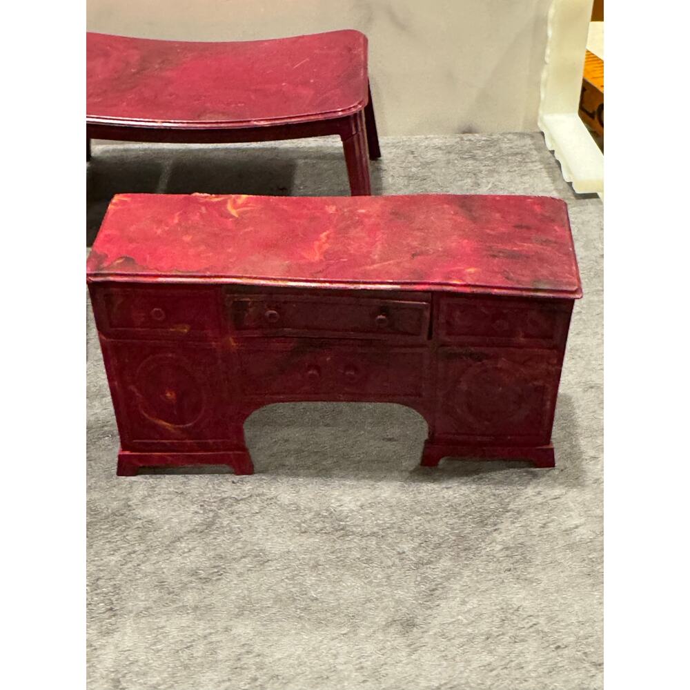 Renwal Grand Piano Chair Lot Vintage Tin Dollhouse Furniture Miniature Plastic - Picture 5 of 8